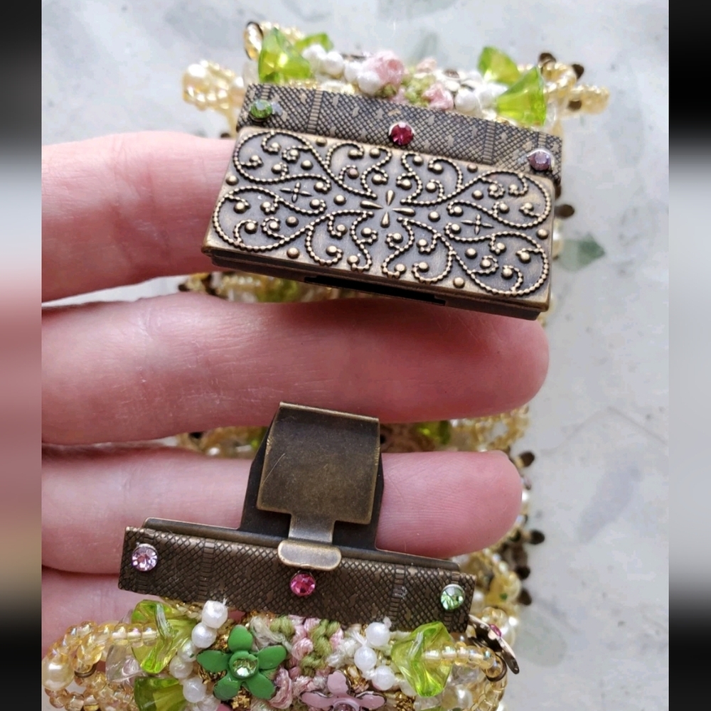 Vintage Estate Michal Negrin Floral Fabric Bracelet Victorian - Picture 15 of 16